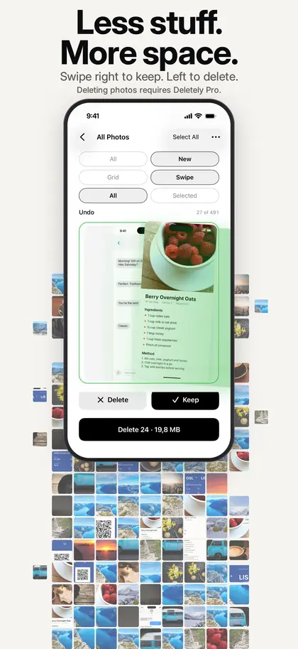 Deletely screenshot: Less stuff. More space.
