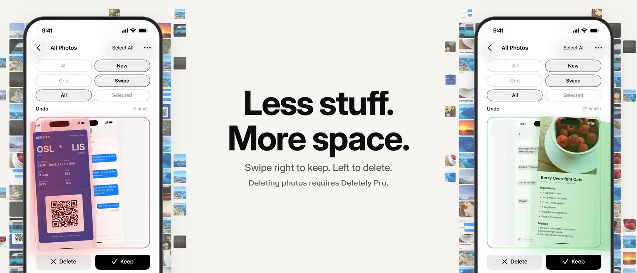 Deletely product page header